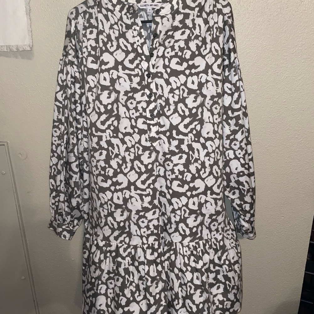 Elizabeth and James Leopard Print Drop Waist Dress Cotton Blend Size M